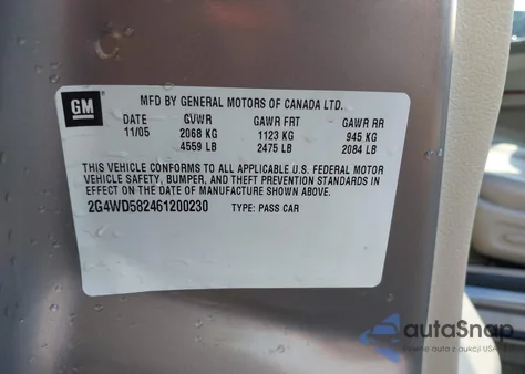 2006 Buick Lacrosse Cxl from USA, damaged, VIN 2G4WD582461200230